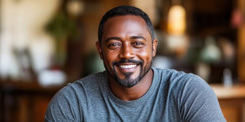 Fototapeta premium African American man in his 30s, with a short casual haircut