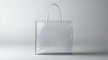Clear Transparent Tote Bag On Gray Background