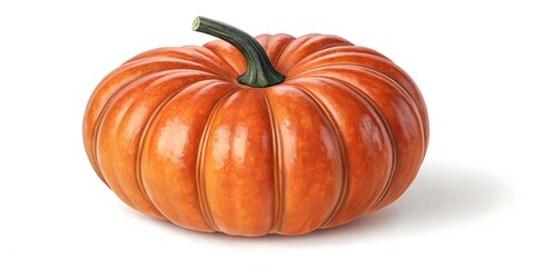A Vibrant Orange Pumpkin Isolated on White Background Perfect for Autumn and Thanksgiving Decorations