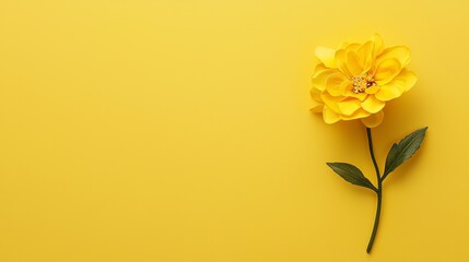 Fototapeta premium Yellow Artificial Flower on Yellow Background