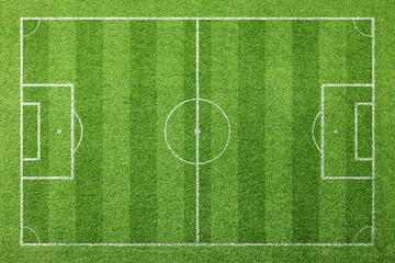 Football field with markings on green turf