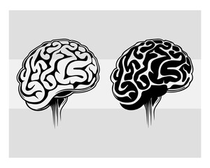 Brain svg, Human Brain Svg, Brain Silhouette, Organ Svg, Human Brain Clipart Svg, Medical Clipart, Mental Health Svg, Brians Vector Images, Human Mind Science, Brain Cut File, Medical Svg, Brain Png, 