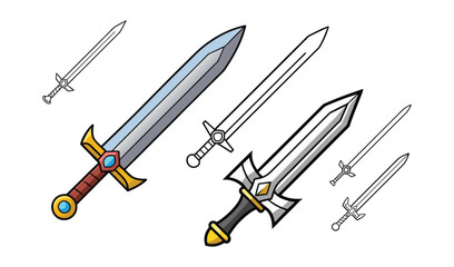 Fototapeta premium hand drawing medieval swords