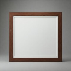 Wooden frame mockup with blank white center on a neutral background. Perfect for artwork, photos, or poster presentations. Classic and elegant design.