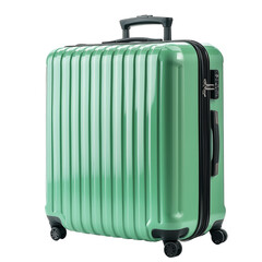 Stylish mint green suitcase ready for travel adventures with smooth wheels for easy maneuvering