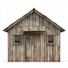 Naklejka premium Wood Shack Front View Isolated on White Background