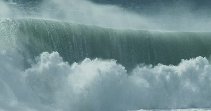 Epic Big Waves Crashing at Nazar&eacute; &ndash; Dramatic Ocean Power and Coastal Fury