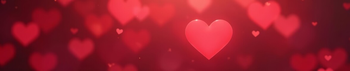 Pair of red heart shapes in soft focus bokeh background, adoration, blurred
