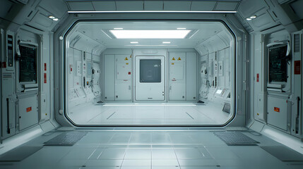 Futuristic Science Corridor With White Panels