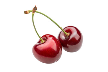 two cherries isolated on transparent png background