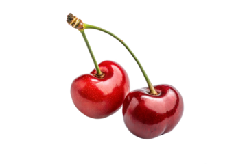 two cherries isolated on transparent png background