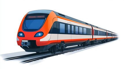 Fototapeta premium A high-speed metro train isolated against a white background.