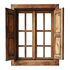 Obraz premium Wooden window frame isolated on White background Remove, pen tool, Clipping Path