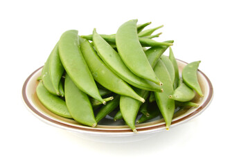 Pods of green peas sweet, isolated on a white background