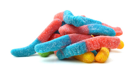 Colorful jelly candies on white background