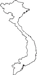 Vietnam Outline Map Vector Illustration.