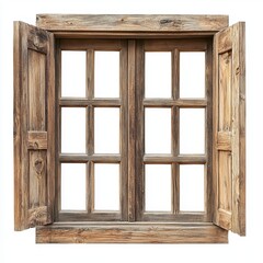 Obraz premium wooden window frame isolated on White background Remove White background, Clipping Path, pen tool
