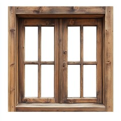 Fototapeta premium wooden window frame isolated on White background Remove White background, Clipping Path, pen tool