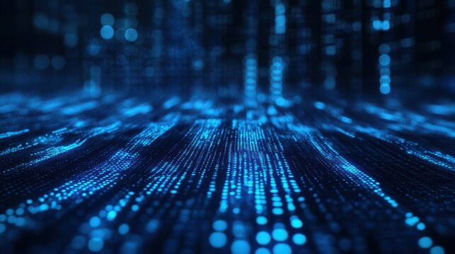 Abstract dark blue digital background. Big data digital code.