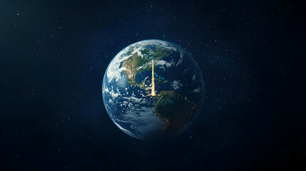 Pixelated Earth In Space At Night