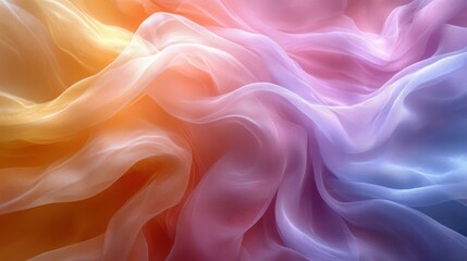 Fototapeta premium Flowing Silk Texture in Gradient Shades of Orange and Purple Hues