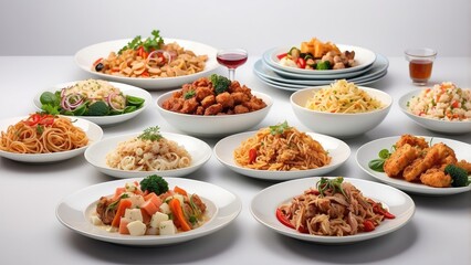 A collage of twelve plates of various foods.