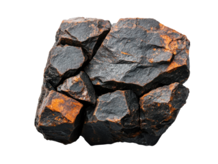 Dark rock with orange highlights for creative designs, cut out