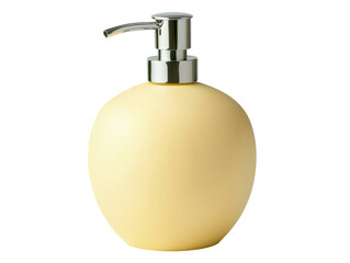 Elegant yellow soap dispenser for modern bathroom or kitchen use, cut out