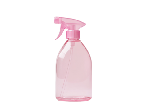 Versatile pink spray bottle for household cleaning tasks, cut out