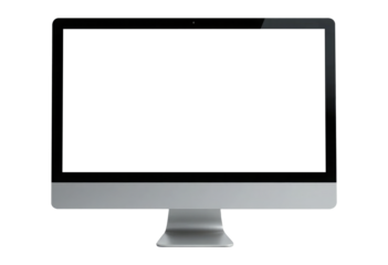 Modern Desktop PC Monitor Mockup with Blank Screen, Transparent PNG with Clipping Path.