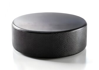 Frozen Puck Detail: A close-up shot captures the stark, black precision of a hockey puck, isolated and centered. The details of the puck are crisp.