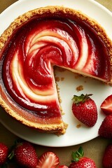 cheesecake with strawberries