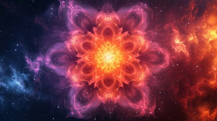 Cosmic flower mandala in a nebula