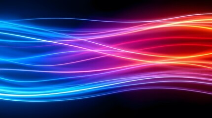 Naklejka premium Animation of multiple shiny light lines moving on black background 