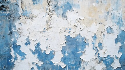 Fototapeta premium Professional Close-up of Patinated and Faded Blue and White Paints