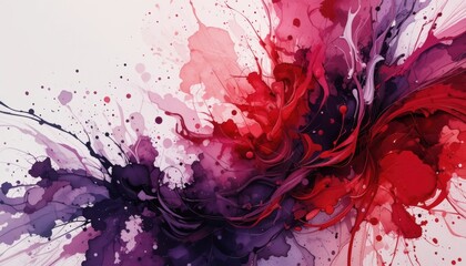 Obraz premium Dramatic Red and Purple Watercolor Abstract Painting Bold Fluid Design