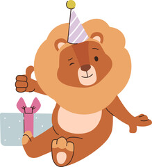 Lion Celebrating with Gift