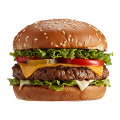 hamburger on white background.  hamburger, burger, food, cheese, cheeseburger, 