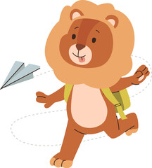 Playful Lion with Paper Airplane