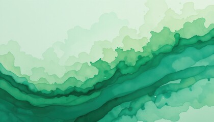 Enchanted Green Watercolor Texture Mint Swirls and Gradient Hues