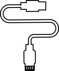 USB cable Icon in line. Streamlined network cable connections Ethernet phone socket. isolated on transparent background