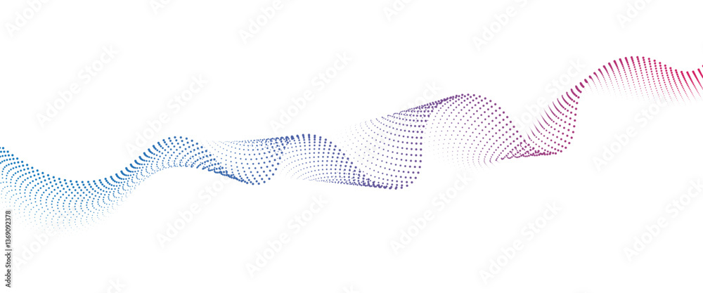 Fototapete flowing dot wave halftone gradient pattern on transparent background