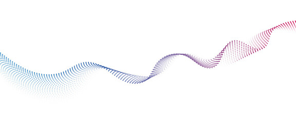 Flowing Dot Wave halftone gradient pattern on transparent background	