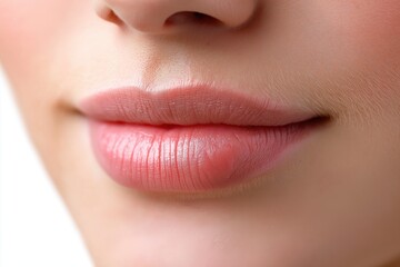 Obraz premium Beautiful female lips close up. Beauty, cosmetics, skincare concept.