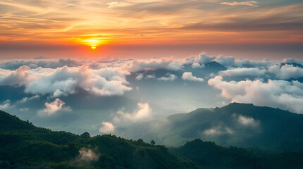 sunset in the mountains