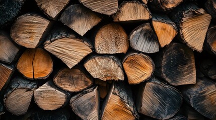 Professional Close-up of Split Firewood Texture for Backgrounds and Design Projects