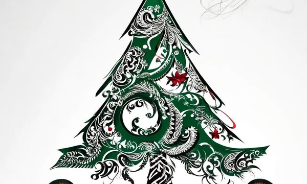 illustration of a traditional tattoo style christmas tree with star creative design