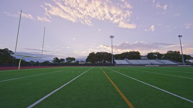 Empty sports field plate shot on a cloudy day
