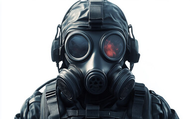 Gaming Logo with a Fierce Gas Mask Warrior Theme Isolated On White Background.