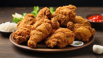 A close-up view of a black rectangular plate filled with crispy,
